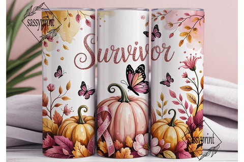 Pink Pumpkin Survivor Tumbler Wrap Sublimation sassyprint 