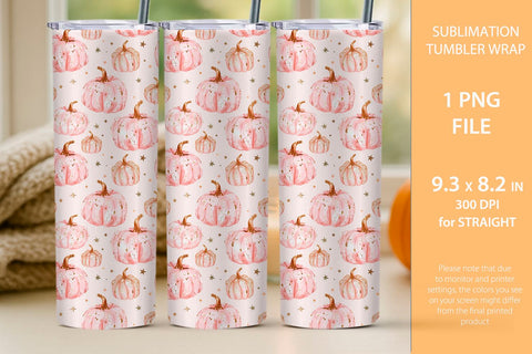 Pink pumpkin tumbler wrap, Pink pumpkin mug wrap Sublimation KMarinaDesign 
