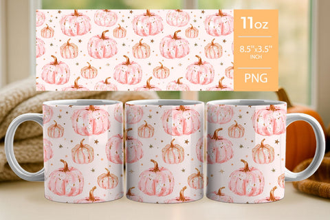 Pink pumpkin tumbler wrap, Pink pumpkin mug wrap Sublimation KMarinaDesign 