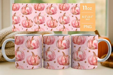 PInk pumpkin tumbler wrap, pink pumpkin mug wrap Sublimation KMarinaDesign 