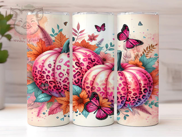 Pink Pumpkins Breast Cancer Survivor 20 oz Skinny Tumbler Sublimation Design, Straight & Tapered Tumbler Png, Breast Cancer Ribbon Tumbler Png, Digital Download PNG Sublimation Lara' s Designs 