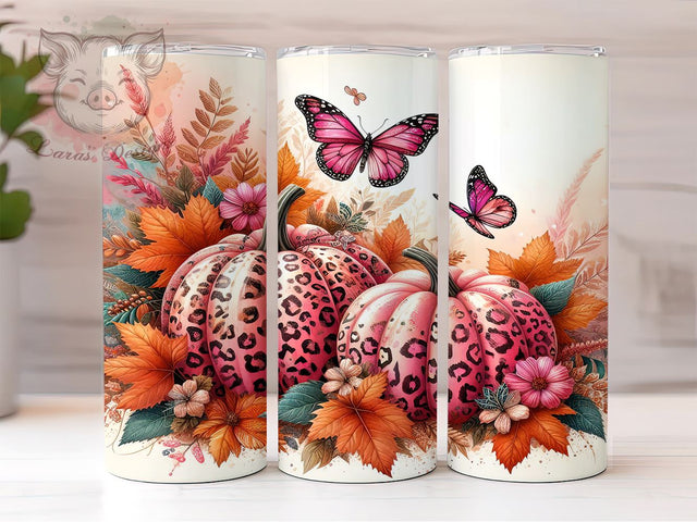 Pink Pumpkins Breast Cancer Survivor 20 oz Skinny Tumbler Sublimation Design, Straight & Tapered Tumbler Png, Breast Cancer Ribbon Tumbler Png, Digital Download PNG Sublimation Lara' s Designs 