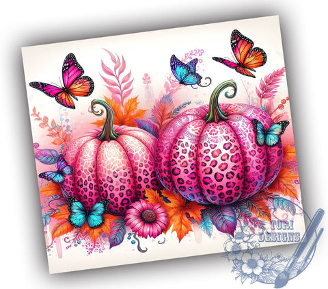 Pink Pumpkins Breast Cancer Survivor 20oz Skinny Tumbler PNG, Breast Cancer Ribbon Tumbler Sublimation Wrap, Straight & Tapered Tumbler Wrap, Instant Digital Download Sublimation ToriDesigns 