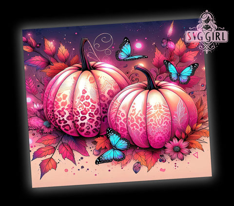 Pink Pumpkins Breast Cancer Survivor 20oz Tumbler Wrap Sublimation Design, Straight Tapered Tumbler Wrap, Breast Cancer Ribbon Tumbler Png, Instant Digital Download Sublimation SvggirlplusArt 