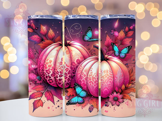 Pink Pumpkins Breast Cancer Survivor 20oz Tumbler Wrap Sublimation Design, Straight Tapered Tumbler Wrap, Breast Cancer Ribbon Tumbler Png, Instant Digital Download Sublimation SvggirlplusArt 