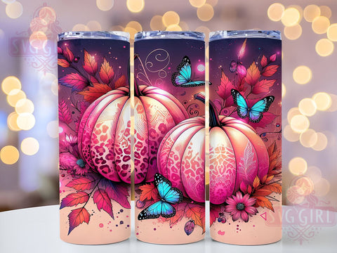 Pink Pumpkins Breast Cancer Survivor 20oz Tumbler Wrap Sublimation Design, Straight Tapered Tumbler Wrap, Breast Cancer Ribbon Tumbler Png, Instant Digital Download Sublimation SvggirlplusArt 