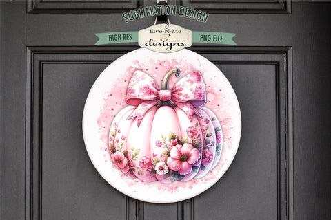 Pink Pumpkins with Bows Sublimation Designs | 4 PNG Designs Sublimation Ewe-N-Me Designs 