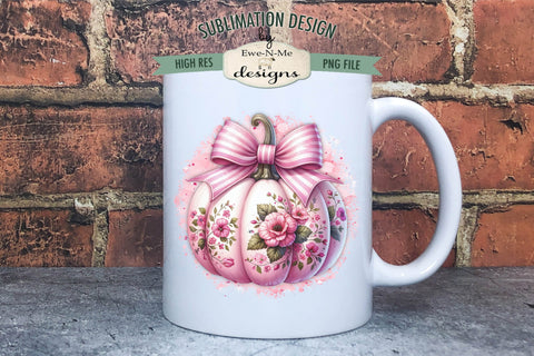Pink Pumpkins with Bows Sublimation Designs | 4 PNG Designs Sublimation Ewe-N-Me Designs 