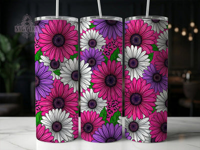 Pink Purple Daisies 20oz Tumbler, Pink Purple Daisies, 20oz Tumbler Wrap, Sublimation Design, Floral Tumbler PNG, Daisy Tumbler Graphic, Spring Flower Wrap, Digital Tumbler Craft Sublimation SvggirlplusArt 