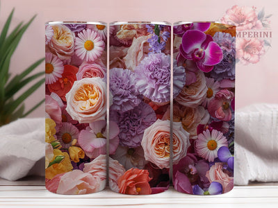 Pink Purple Floral Tumbler, Purple Floral Wall, Seamless Wrap, Romantic Chic Design, Elegant Bloom Print, Vibrant Nature Style, Artistic Garden Theme, 20Oz Tumbler, Sublimation Sublimation Li Zamperini 