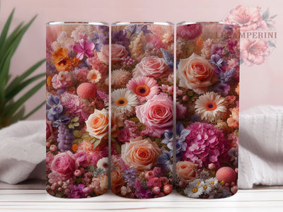 Pink Purple Floral Tumbler, Purple Floral Wall, Seamless Wrap, Romantic Chic Design, Elegant Bloom Print, Vibrant Nature Style, Artistic Garden Theme, 20Oz Tumbler, Sublimation Sublimation Li Zamperini 