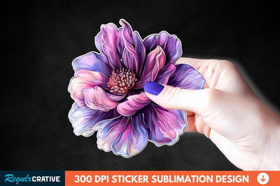 Pink Purple Flower Sticker Clipart Sublimation Regulrcrative 