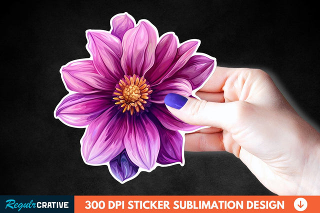Pink Purple Flower Sticker Clipart Sublimation Regulrcrative 