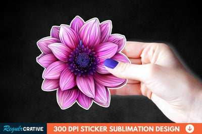 Pink Purple Flower Sticker Clipart Sublimation Regulrcrative 