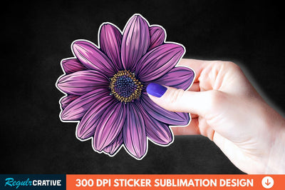 Pink Purple Flower Sticker Clipart Sublimation Regulrcrative 