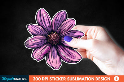 Pink Purple Flower Sticker Clipart Sublimation Regulrcrative 