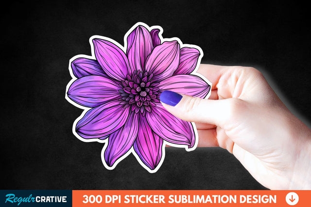 Pink Purple Flower Sticker Clipart Sublimation Regulrcrative 