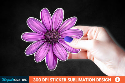 Pink Purple Flower Sticker Clipart Sublimation Regulrcrative 