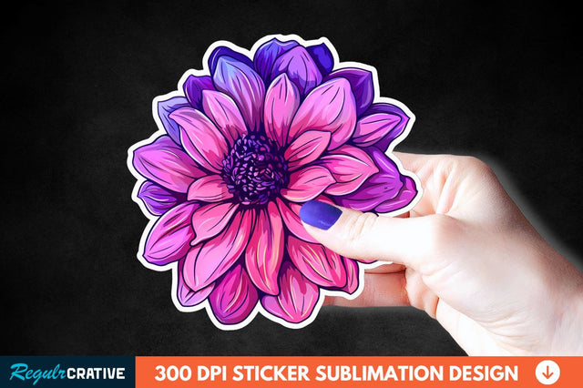 Pink Purple Flower Sticker Clipart Sublimation Regulrcrative 