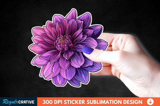 Pink Purple Flower Sticker Clipart Sublimation Regulrcrative 