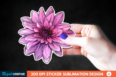 Pink Purple Flower Sticker Clipart Sublimation Regulrcrative 