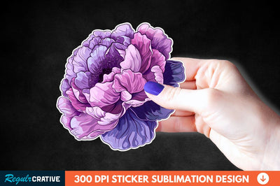 Pink Purple Flower Sticker Clipart Sublimation Regulrcrative 