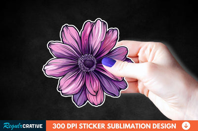 Pink Purple Flower Sticker Clipart Sublimation Regulrcrative 