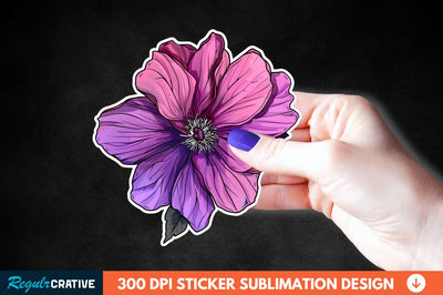 Pink Purple Flower Sticker Clipart Sublimation Regulrcrative 