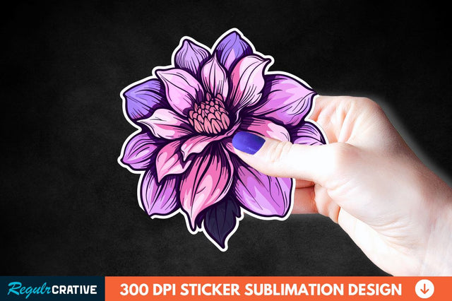 Pink Purple Flower Sticker Clipart Sublimation Regulrcrative 