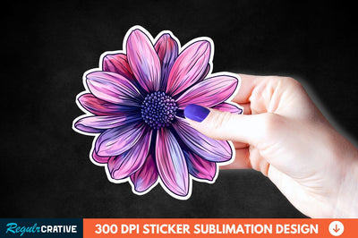 Pink Purple Flower Sticker Clipart Sublimation Regulrcrative 