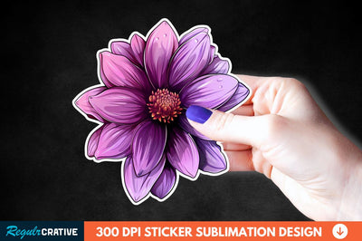 Pink Purple Flower Sticker Clipart Sublimation Regulrcrative 