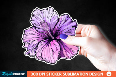 Pink Purple Flower Sticker Clipart Sublimation Regulrcrative 