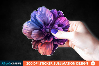 Pink Purple Flower Sticker Clipart Sublimation Regulrcrative 