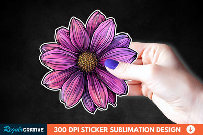 Pink Purple Flower Sticker Clipart Sublimation Regulrcrative 