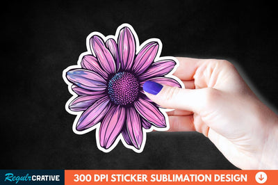 Pink Purple Flower Sticker Clipart Sublimation Regulrcrative 