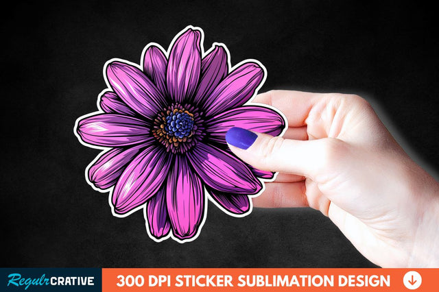 Pink Purple Flower Sticker Clipart Sublimation Regulrcrative 