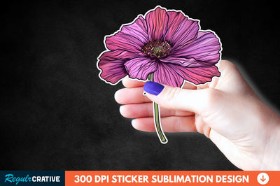 Pink Purple Flower Sticker Clipart Sublimation Regulrcrative 