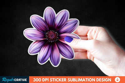 Pink Purple Flower Sticker Clipart Sublimation Regulrcrative 