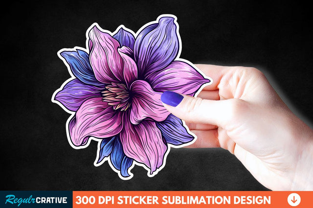 Pink Purple Flower Sticker Clipart Sublimation Regulrcrative 