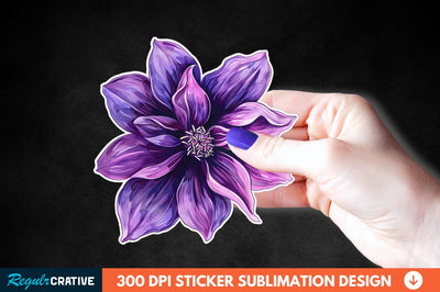 Pink Purple Flower Sticker Clipart Sublimation Regulrcrative 