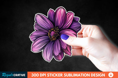 Pink Purple Flower Sticker Clipart Sublimation Regulrcrative 