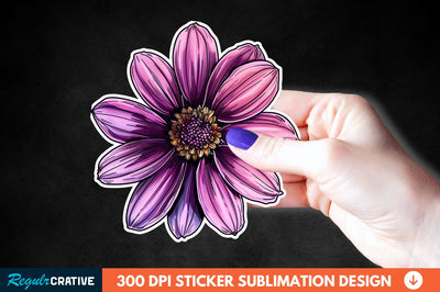 Pink Purple Flower Sticker Clipart Sublimation Regulrcrative 