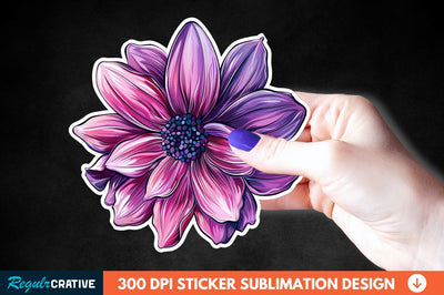 Pink Purple Flower Sticker Clipart Sublimation Regulrcrative 