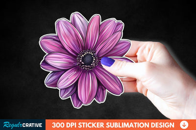 Pink Purple Flower Sticker Clipart Sublimation Regulrcrative 