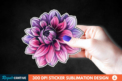 Pink Purple Flower Sticker Clipart Sublimation Regulrcrative 