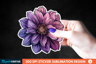 Pink Purple Flower Sticker Clipart Sublimation Regulrcrative 