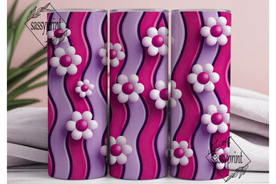 Pink Purple Flowers 20oz Tumbler Wrap Sublimation sassyprint 