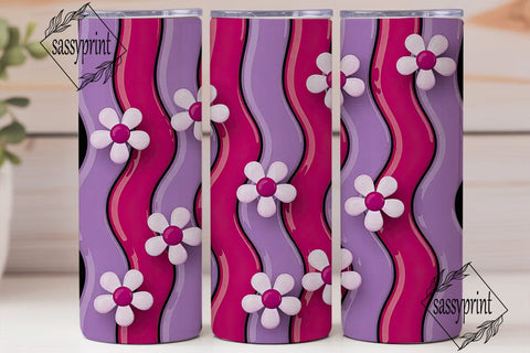 Pink Purple Flowers 20oz Tumbler Wrap Sublimation sassyprint 