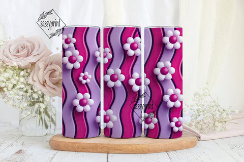 Pink Purple Flowers 20oz Tumbler Wrap Sublimation sassyprint 