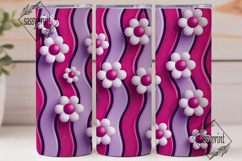 Pink Purple Flowers 20oz Tumbler Wrap Sublimation sassyprint 